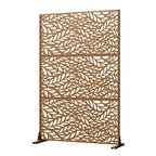Brown / Light Gray / Olive Green 3-Panel Metal Privacy Screen, Freestanding & Wall-Mount