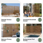 Brown / Light Gray / Olive Green 3-Panel Metal Privacy Screen, Freestanding & Wall-Mount