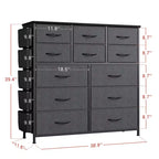 Dark Gray 12-Drawer Fabric Storage Tower with Wood Top, 1-Person