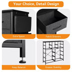 Dark Gray 12-Drawer Fabric Storage Tower with Wood Top, 1-Person