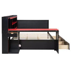 Black+Blue / Black+Red Gaming Daybed with Desk & Storage – Full/Queen, 1-Person