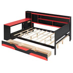 Black+Blue / Black+Red Gaming Daybed with Desk & Storage – Full/Queen, 1-Person