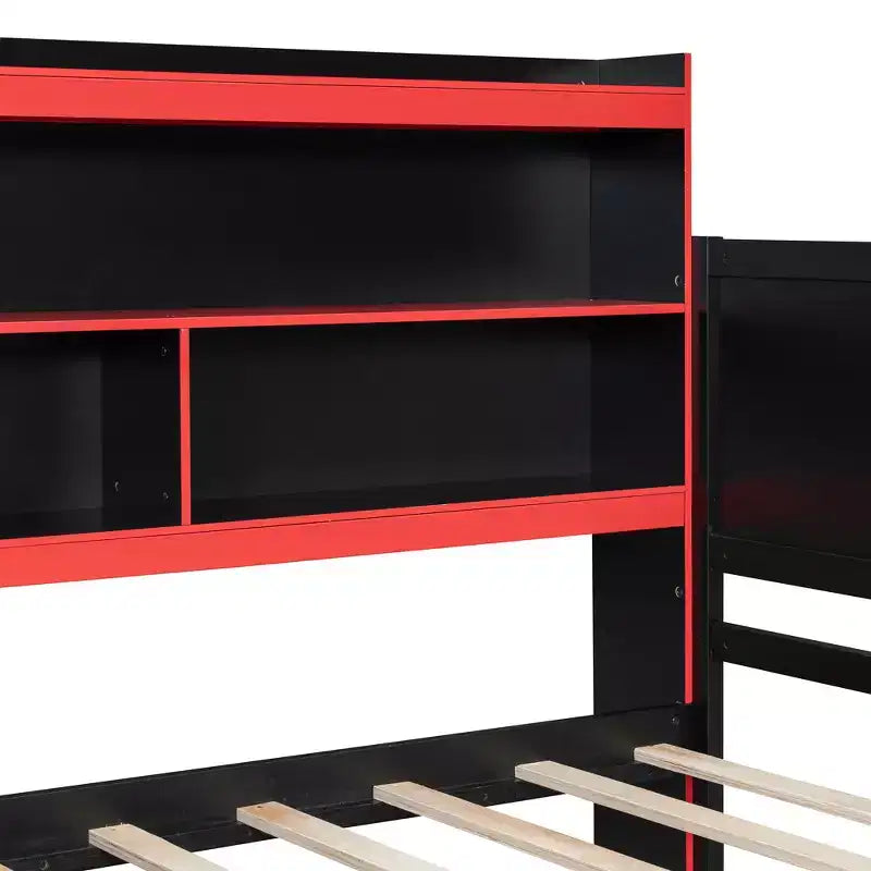Black+Blue / Black+Red Gaming Daybed with Desk & Storage – Full/Queen, 1-Person