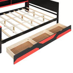 Black+Blue / Black+Red Gaming Daybed with Desk & Storage – Full/Queen, 1-Person