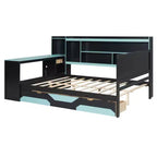 Black+Blue / Black+Red Gaming Daybed with Desk & Storage – Full/Queen, 1-Person