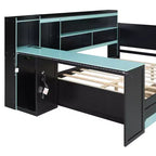 Black+Blue / Black+Red Gaming Daybed with Desk & Storage – Full/Queen, 1-Person