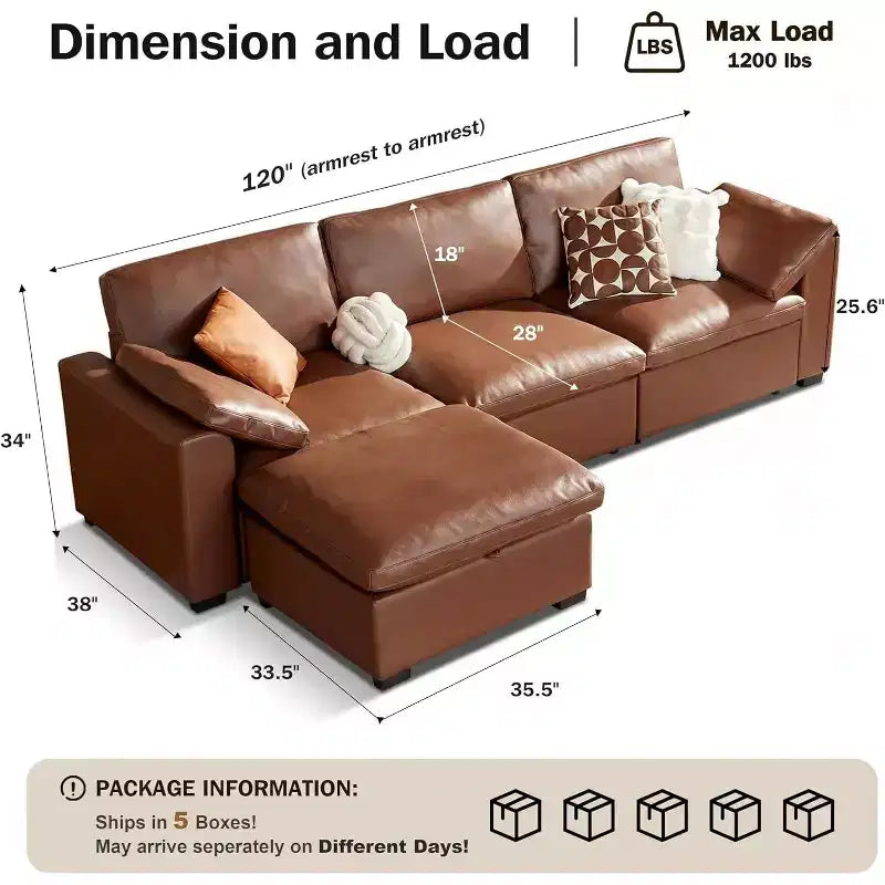 Beige / Black / Brown / Dark Gray Modular Sectional Sofa – L-Shape / U-Shape / Sleeper, Seats 4–6