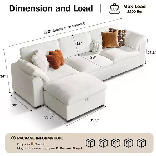 Beige / Black / Brown / Dark Gray Modular Sectional Sofa – L-Shape / U-Shape / Sleeper, Seats 4–6