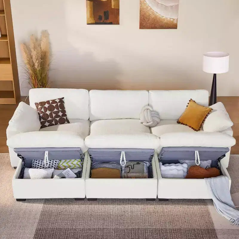 Beige / Black / Brown / Dark Gray Modular Sectional Sofa – L-Shape / U-Shape / Sleeper, Seats 4–6