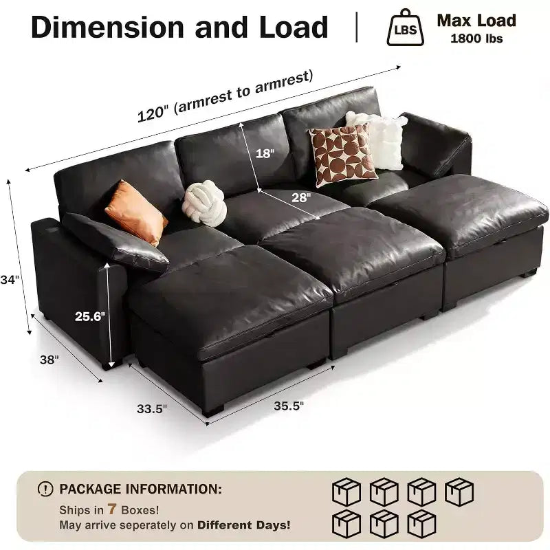 Beige / Black / Brown / Dark Gray Modular Sectional Sofa – L-Shape / U-Shape / Sleeper, Seats 4–6