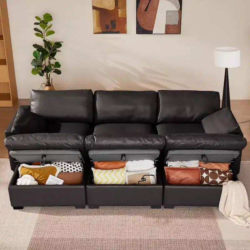 Beige / Black / Brown / Dark Gray Modular Sectional Sofa – L-Shape / U-Shape / Sleeper, Seats 4–6