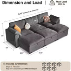 Beige / Black / Brown / Dark Gray Modular Sectional Sofa – L-Shape / U-Shape / Sleeper, Seats 4–6