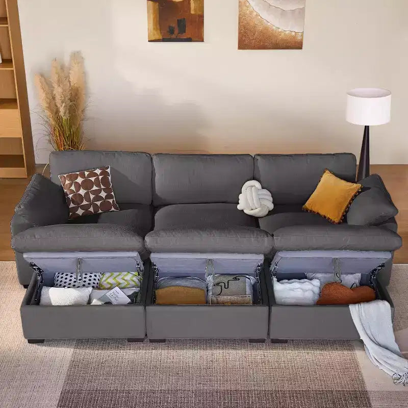 Beige / Black / Brown / Dark Gray Modular Sectional Sofa – L-Shape / U-Shape / Sleeper, Seats 4–6