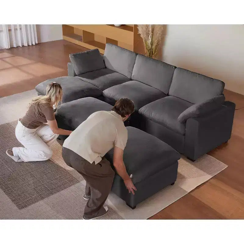 Beige / Black / Brown / Dark Gray Modular Sectional Sofa – L-Shape / U-Shape / Sleeper, Seats 4–6