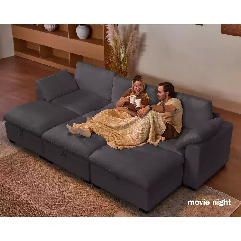 Beige / Black / Brown / Dark Gray Modular Sectional Sofa – L-Shape / U-Shape / Sleeper, Seats 4–6