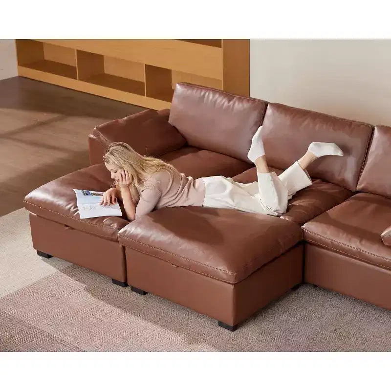 Beige / Black / Brown / Dark Gray Modular Sectional Sofa – L-Shape / U-Shape / Sleeper, Seats 4–6