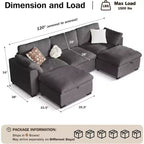 Beige / Black / Brown / Dark Gray Modular Sectional Sofa – L-Shape / U-Shape / Sleeper, Seats 4–6