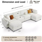 Beige / Black / Brown / Dark Gray Modular Sectional Sofa – L-Shape / U-Shape / Sleeper, Seats 4–6