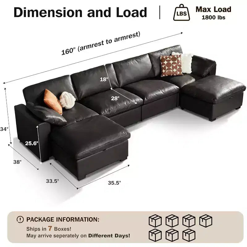 Beige / Black / Brown / Dark Gray Modular Sectional Sofa – L-Shape / U-Shape / Sleeper, Seats 4–6