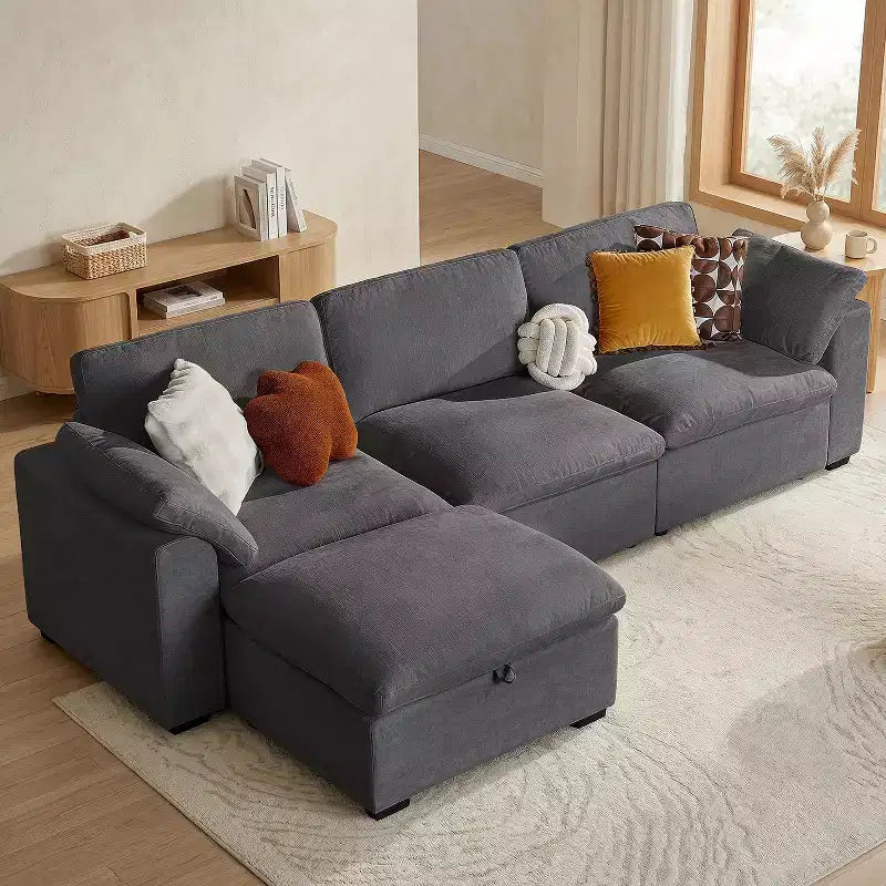 Beige / Black / Brown / Dark Gray Modular Sectional Sofa – L-Shape / U-Shape / Sleeper, Seats 4–6