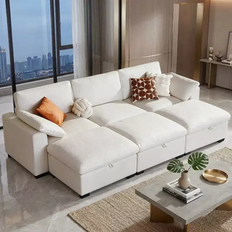 Beige / Black / Brown / Dark Gray Modular Sectional Sofa – L-Shape / U-Shape / Sleeper, Seats 4–6