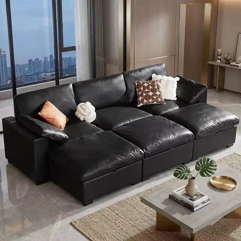 Beige / Black / Brown / Dark Gray Modular Sectional Sofa – L-Shape / U-Shape / Sleeper, Seats 4–6