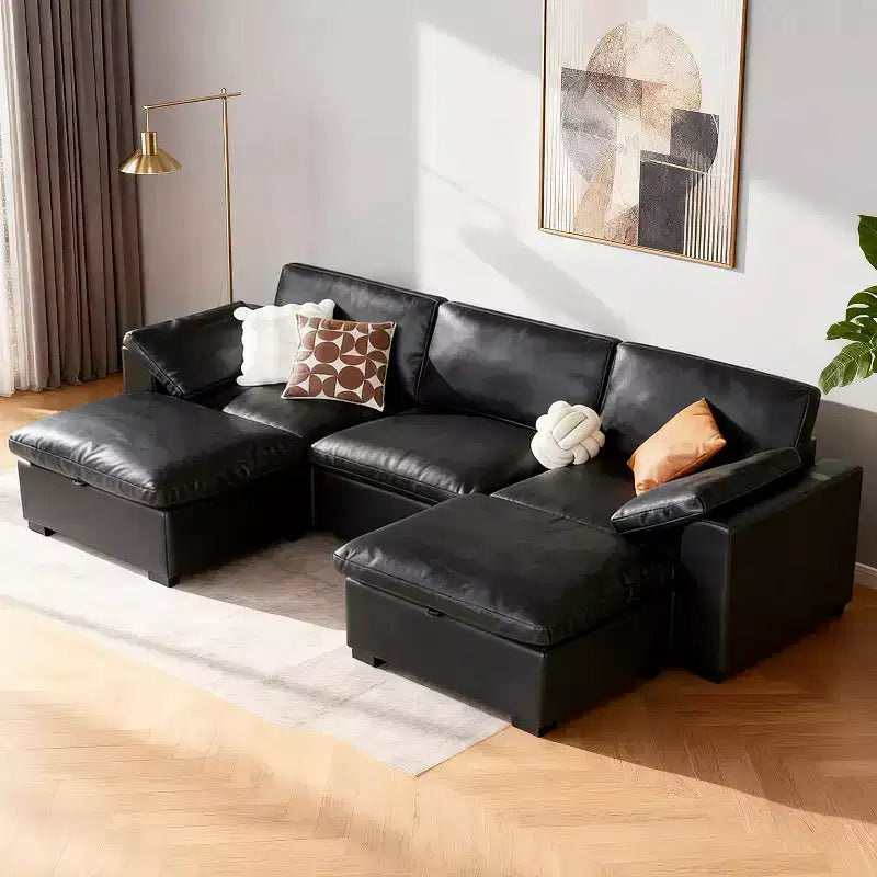 Beige / Black / Brown / Dark Gray Modular Sectional Sofa – L-Shape / U-Shape / Sleeper, Seats 4–6