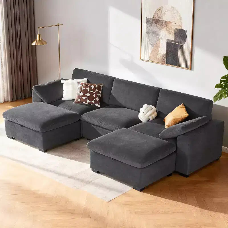 Beige / Black / Brown / Dark Gray Modular Sectional Sofa – L-Shape / U-Shape / Sleeper, Seats 4–6
