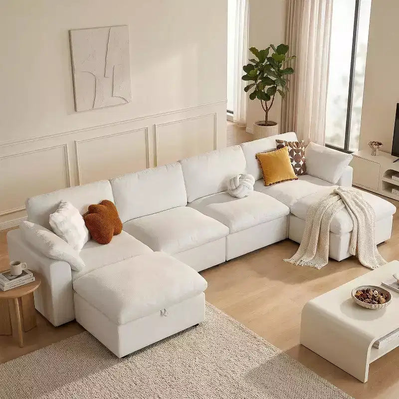 Beige / Black / Brown / Dark Gray Modular Sectional Sofa – L-Shape / U-Shape / Sleeper, Seats 4–6