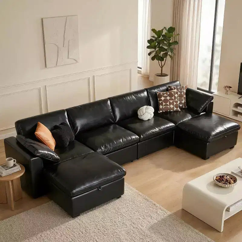 Beige / Black / Brown / Dark Gray Modular Sectional Sofa – L-Shape / U-Shape / Sleeper, Seats 4–6