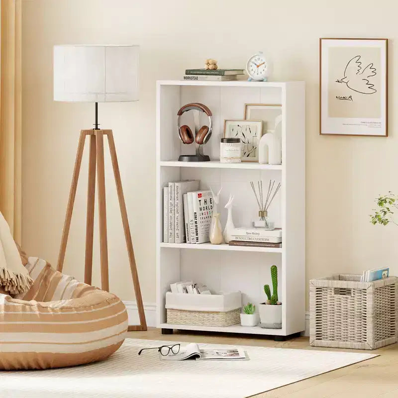 Libreria aperta a 3 ripiani Marrone / Bianco con kit antiribaltamento, Monoutente