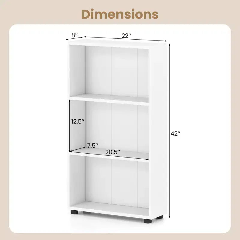Libreria aperta a 3 ripiani Marrone / Bianco con kit antiribaltamento, Monoutente