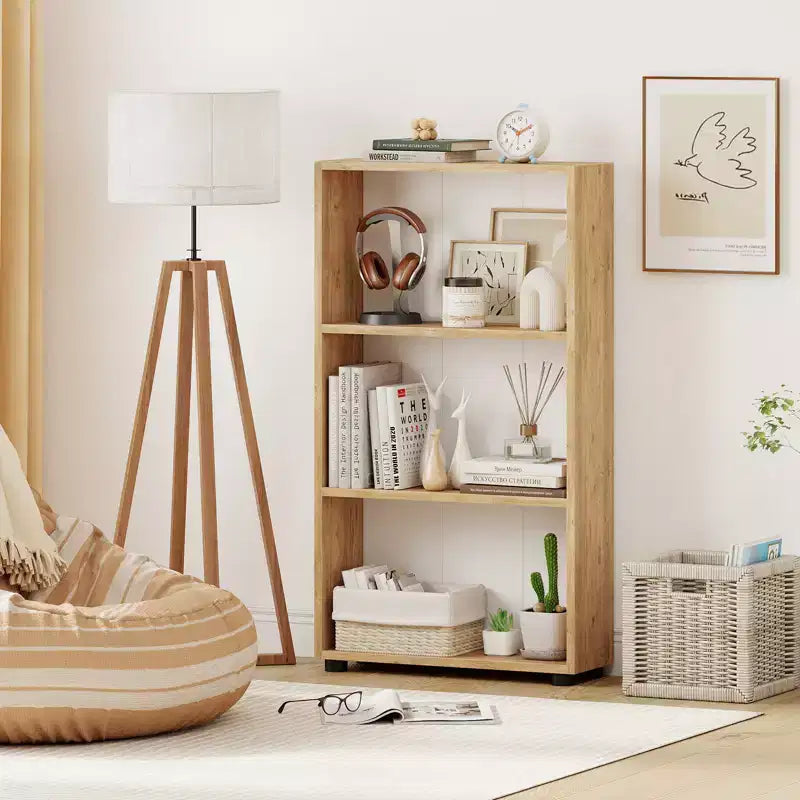 Brown / White 3-Tier Open Bookcase with Anti-Tipping Kit, Single-User