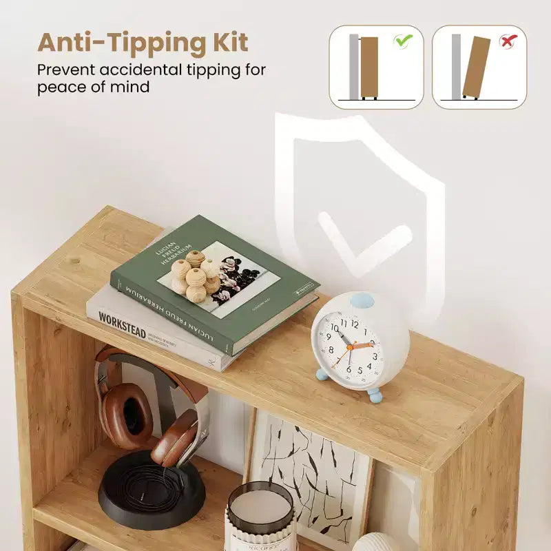 Libreria aperta a 3 ripiani Marrone / Bianco con kit antiribaltamento, Monoutente