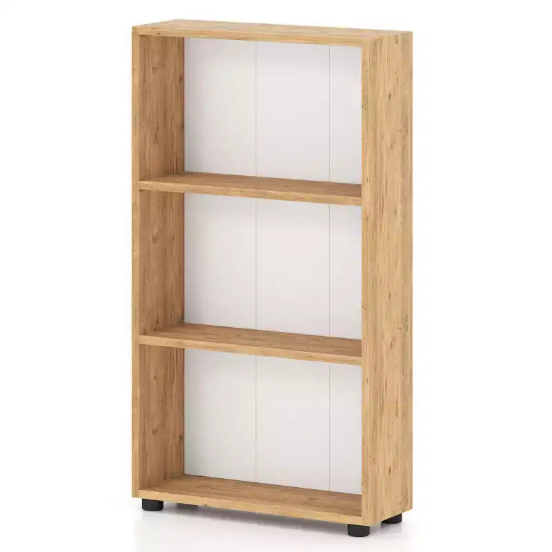 Libreria aperta a 3 ripiani Marrone / Bianco con kit antiribaltamento, Monoutente