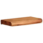 Natural Acacia Wood Wall Shelves, Set of 2 — Brown