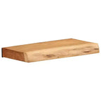 Natural Acacia Wood Wall Shelves, Set of 2 — Brown