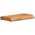 Natural Acacia Wood Wall Shelves, Set of 2 — Brown