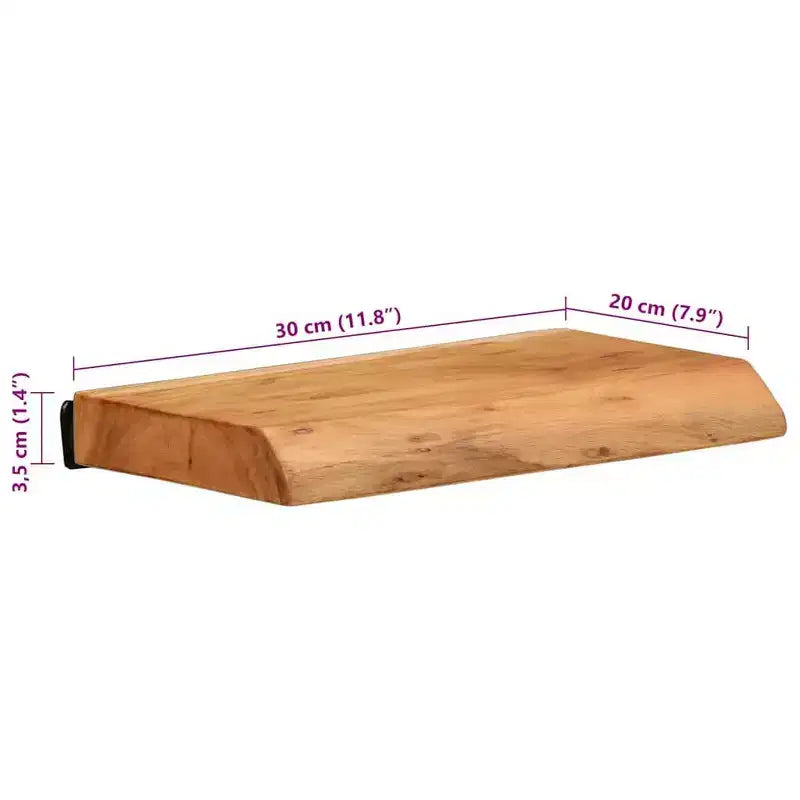 Natural Acacia Wood Wall Shelves, Set of 2 — Brown