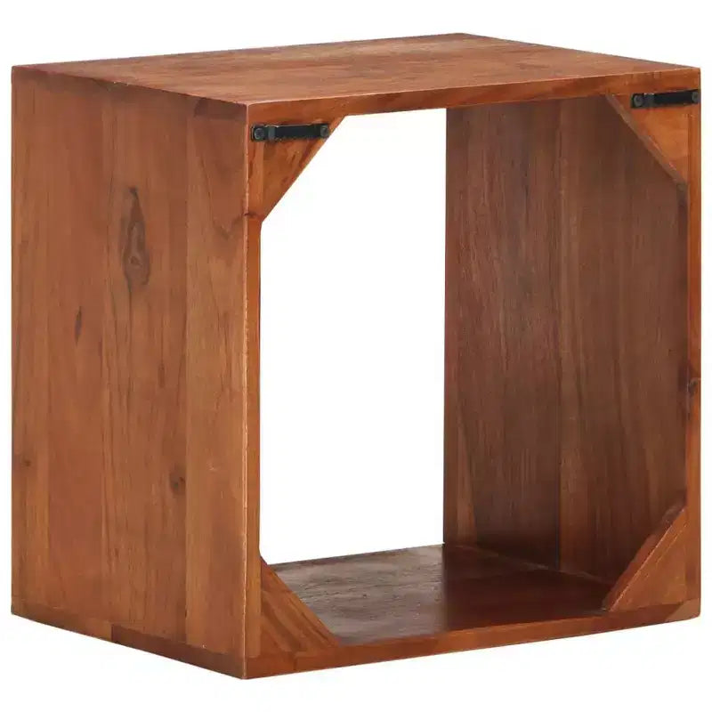 Natural Acacia Wood Wall Cube Shelf, Open Compartment, Single