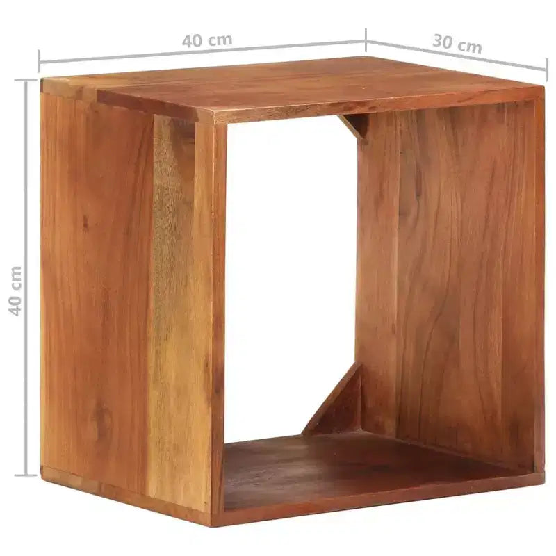 Natural Acacia Wood Wall Cube Shelf, Open Compartment, Single