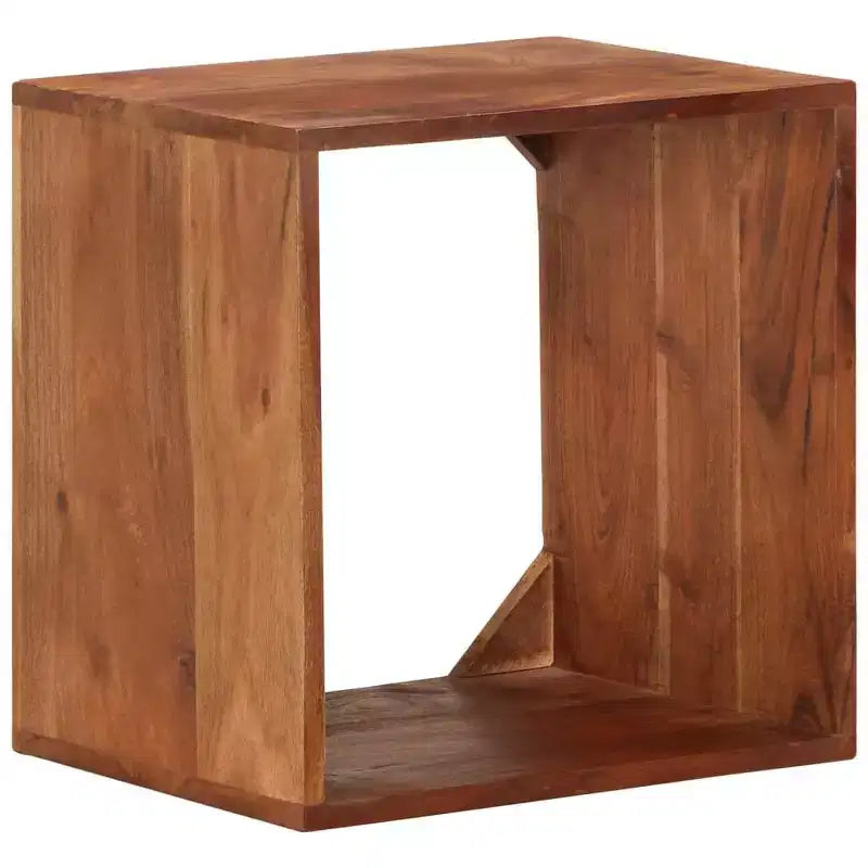 Natural Acacia Wood Wall Cube Shelf, Open Compartment, Single