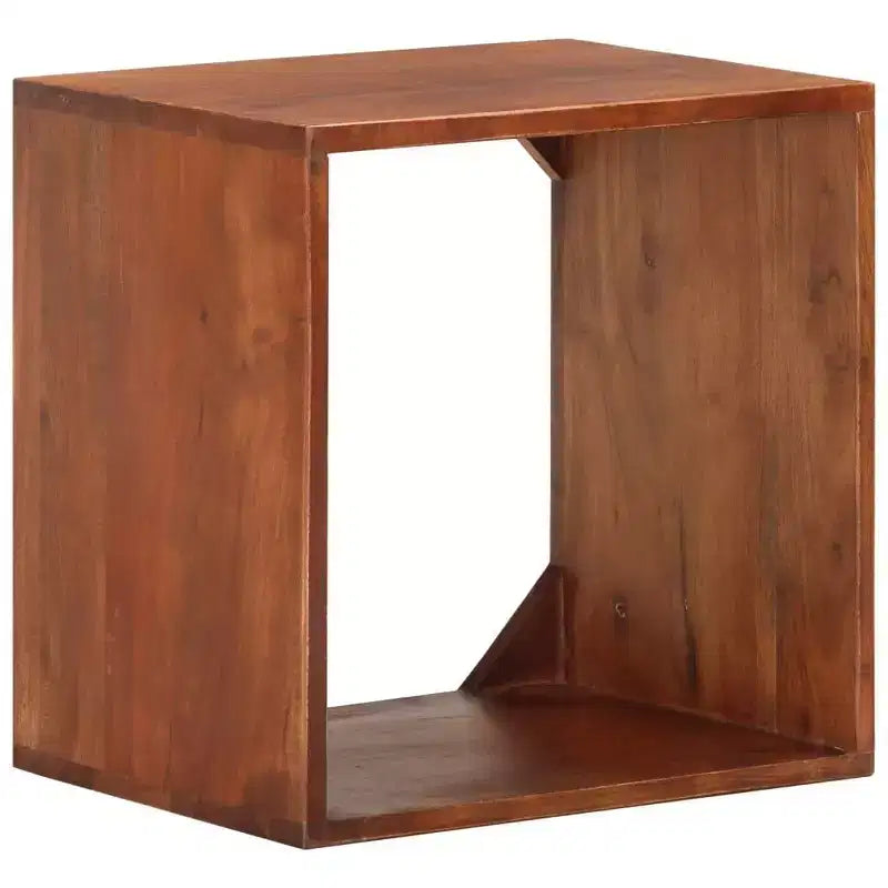 Natural Acacia Wood Wall Cube Shelf, Open Compartment, Single