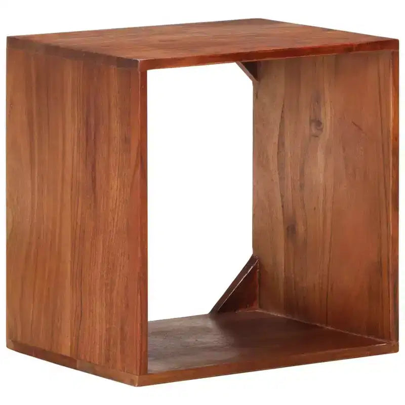 Natural Acacia Wood Wall Cube Shelf, Open Compartment, Single