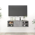 Grey Smoked Oak 2-Shelf Floating Wall Shelf