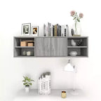 Grey Smoked Oak 2-Shelf Floating Wall Shelf