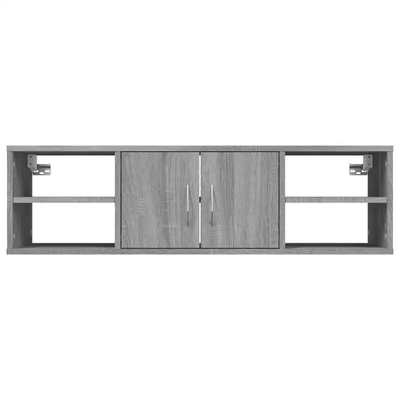 Grey Smoked Oak 2-Shelf Floating Wall Shelf