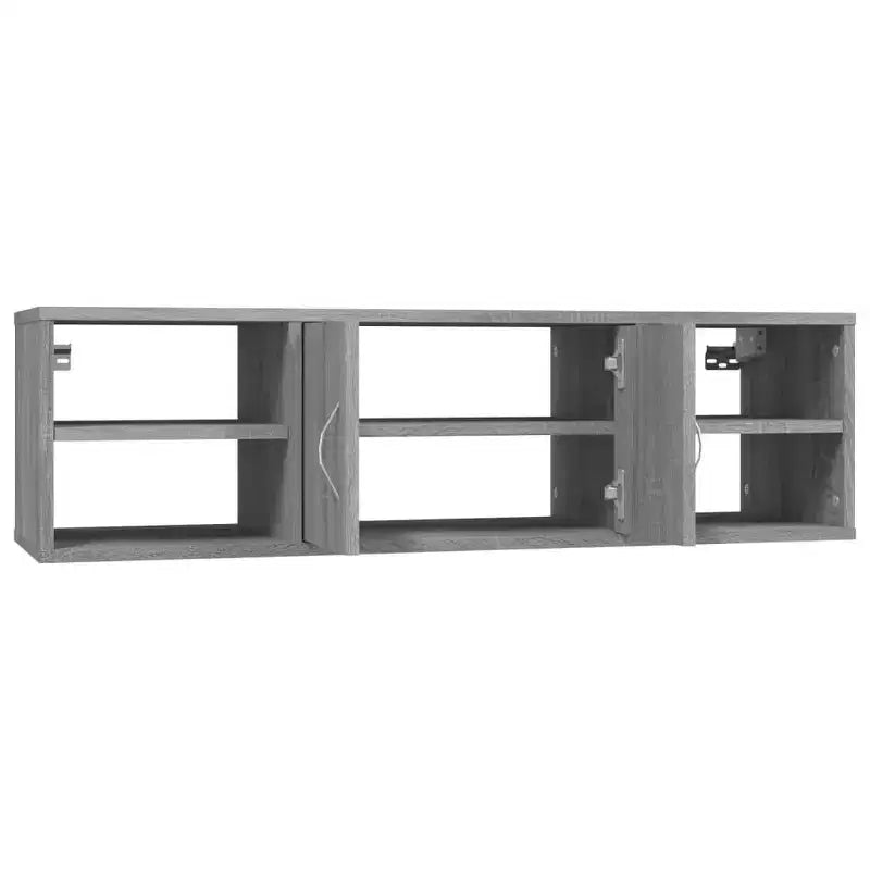 Grey Smoked Oak 2-Shelf Floating Wall Shelf