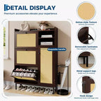 Black / Brown / Khaki Rattan Shoe Cabinet, Freestanding, 3 Flip Drawers + 5 Shelves, Up to 30 Pairs