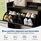 Black / Brown / Khaki Rattan Shoe Cabinet, Freestanding, 3 Flip Drawers + 5 Shelves, Up to 30 Pairs